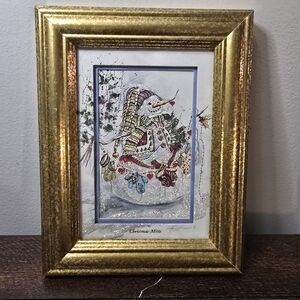 Peggy Abrams Christmas Mitts Signed Framed Matted Print